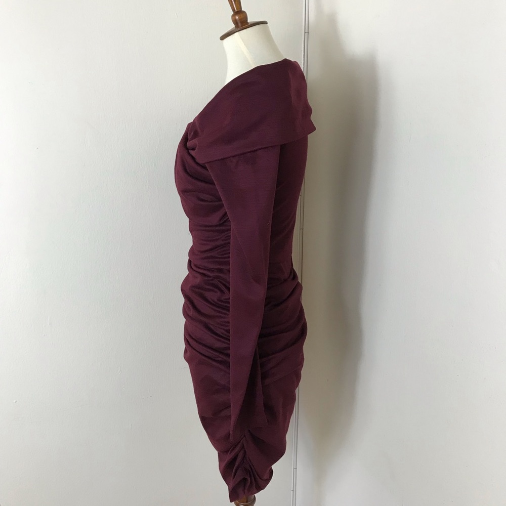 DVF off shoulder virgin wool blend ruched dress - Picture 6 of 8